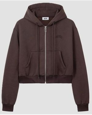 Gcds Zip Sweatshirt - Brown