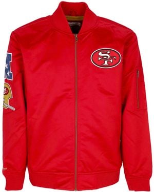 Mitchell & Ness Bomber Jacket Nfl Lightweight Satin Bomber Saf49E - Red
