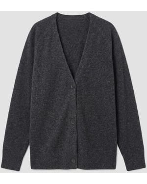 Max Mara Cardigan Mixed Wool And Cashmere Anthracite - Blue