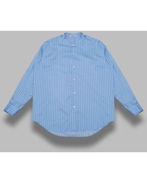 AURALEE Camisa De Cuello De Rayas De Seda De Algodon - Azul