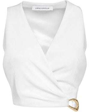 SIMONA CORSELLINI Top Top Cropped With Buckle - White