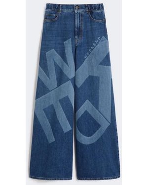 Max Mara Media Mujer Azul Vaqueros De Pierna Ancha