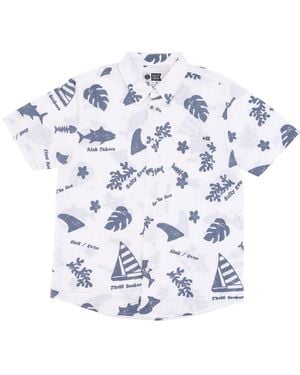 Salty Crew Twisted Tides Woven Shirt Camisa De Manga Corta Blanca Para Hombre - Azul