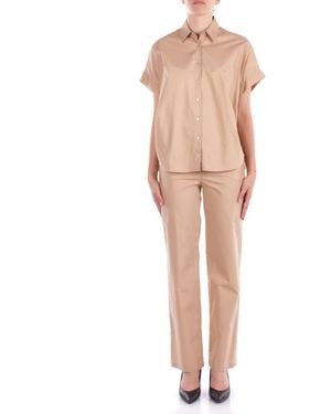 Manila Grace Pants P264Cu Ma002 Straight Pants - Natural