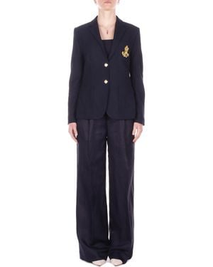 Ralph Lauren Pants 200P13458 003 Woven Wide Leg Pants - Blue