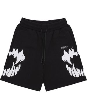 Phobia Short Tracksuit Pants Mouth Print Shorts - Black