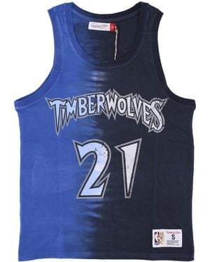 Mitchell &amp; Ness Nba Vertical Tie Dye Tanktop Fur Herren Hardwood Classics Nr. 21 Kevin Garnett Mintim - Blau