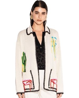 Akep Cardigan Con Borde Contrastante - Blanco