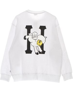 Huf Flocked Classic H Crew Damessweater Met Ronde Hals - Wit