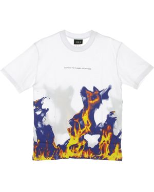 IHS Weibes Herren-T-Shirt Mit Mehreren Flammen - Weiß