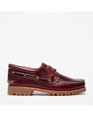 Timberland Authentic Leather Lace Up Boat Shoes - Red
