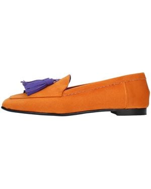 Giulia Neri Faux Suede Driving Moccasins - Orange