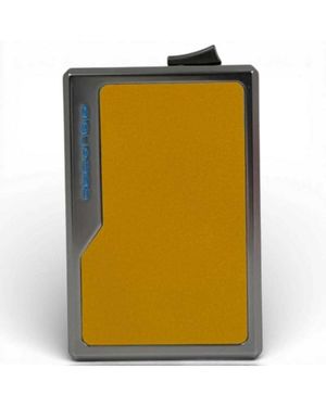 Piquadro Credit Card Holder Square Aluminum And Leather - Yellow