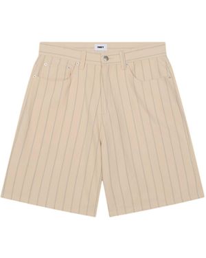 Obey Stripe Baggy Denim Striped Shorts Of Wide Leg Jeans - Natural