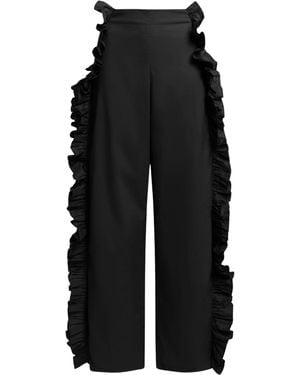 WEILI ZHENG Pants With Ruches - Black