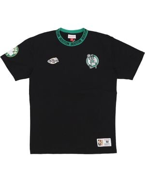 Mitchell &amp; Ness Camiseta Hombre Nba Jacquard Ringer Vintage Logo Tee Boscel Negro