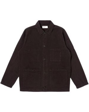 Universal Works Mantel Coverall Jacke Lyo Leinen Mix - Schwarz
