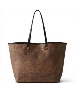 Borbonese Shopping Bag Flight L Natural And - Brown