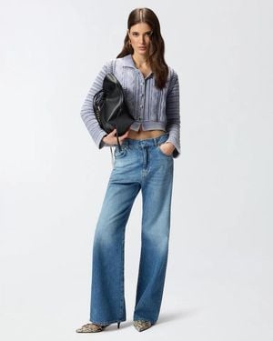 Pinko Wanda Wide Been Medium Wave Denim Ss26 - Blauw