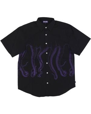 Octopus Outline Chemise A Manches Courtes Pour Hommes S/S Chemise Noir