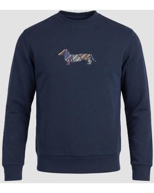 Harmont & Blaine Crew Neck Sweatshirt With Patch Regimental - Blue