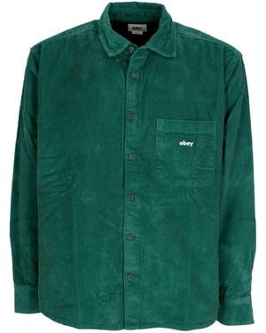 Obey Shirt Long Sleeve Bigwig Cord Woven - Green
