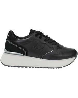 Sun 68 Sneakers Grobes Leder - Schwarz