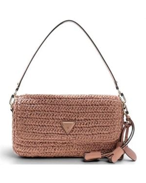 Guess Coral Shoulder Bag With Patta And Front Logo - Brown