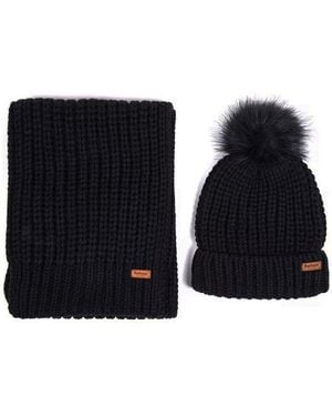 Barbour Set Schal Und Hut Frau 2Mlgs0023 Schwarz
