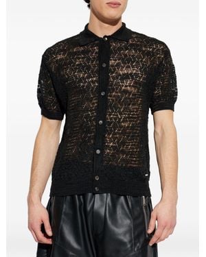 DSquared² Schwarzer Mann Perforiertes Hemd