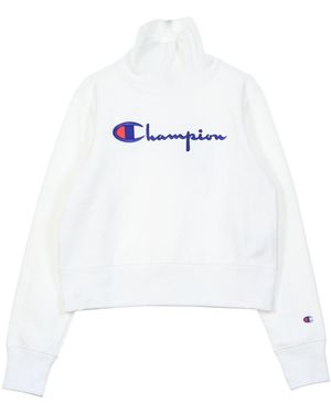 Champion Sudadera Corta Con Cuello Alto Para Mujer - Blanco