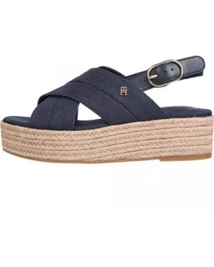 Tommy Hilfiger Denim Schoenen Espadrille Platform Sandal - Blauw