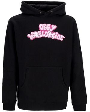 Obey W Worldwide Butterfly 2 Basic Hooded Fleece Hoodie - Blue