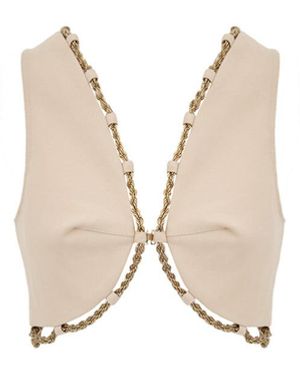 Cult Gaia Vest En Cotton Cypria Con Borde De Cadena De Oro - Neutro