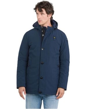 Blauer Herren Abnehmbare Kapuzenparka - Blau