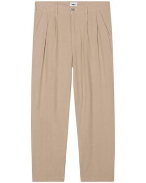 Obey Fubar Linen Pleated Pants Sartorial Linen Pants Tapered Fit - Natural