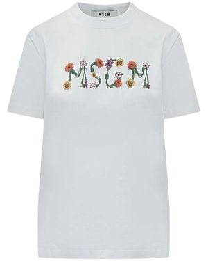 MSGM Floral T-Shirt - Gray