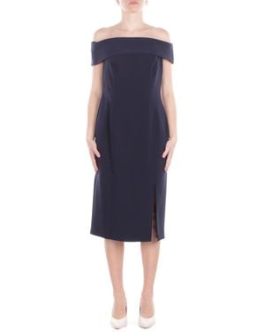 Ralph Lauren Vrouw Jurk 253982166 005 Geweven Bodycon Jurken Marine - Blauw
