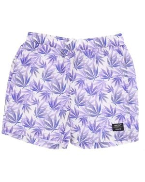 Wesc Pantalon Corto Austin Mj Leaf Aop Short Hombre Blanco - Morado