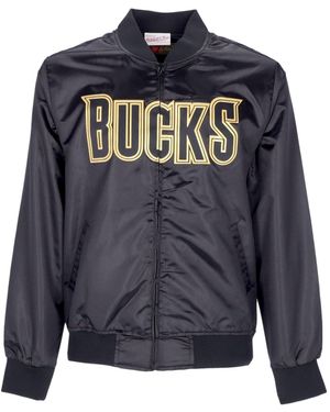 Mitchell &amp; Ness Nba Big Face 4.0 Satijnen Herenjack Hardwood Classics Milbuc Zwart/Originele Teamkleuren - Blauw