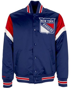 Mitchell & Ness Bomber Jacket Nhl Heavyweight Satin Jacket Neyran - Blue
