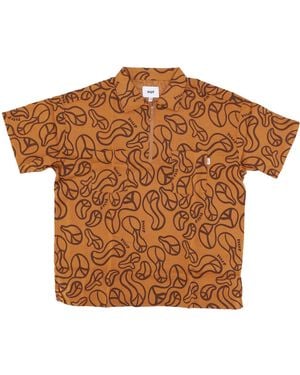 Huf Short Sleeve Shirt Groovy Zip Work Shirt - Brown