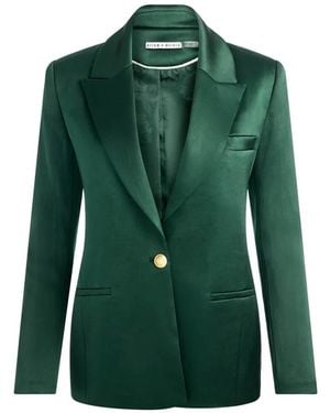 Alice + Olivia Silas Satin Single-Breasted Blazer - Green
