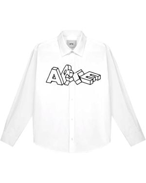 Arte' Shirt Lange Mouwen Logo Blocks Shirt Wit
