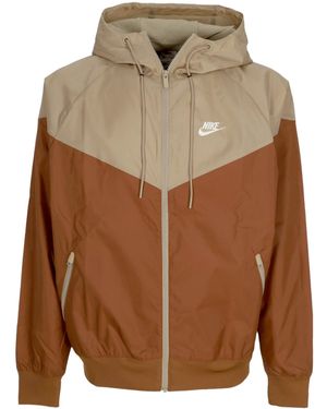 Nike Windbreaker Sportswear Woven Lined Windrunner Hooded Jacket - Brown