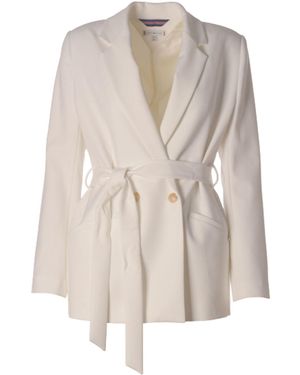 Tommy Hilfiger Jackets Vis Blend Belted Db Blazer - Natural