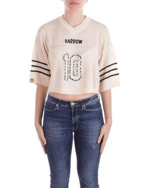 Barrow Knit S5Bwwoth109 Bw029 Knitted Cropped T-Shirt Vanilla - Blue