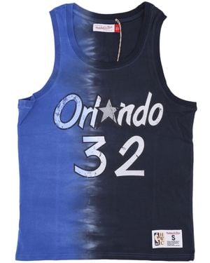 Mitchell &amp; Ness Debardeur Nba Vertical Tie Dye Pour Hommes Hardwood Classics No 32 Shaquille O'Neal Orlmag - Bleu