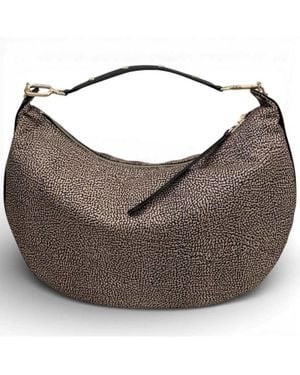 Borbonese Bolso Hobo M. Op Natural/Nero - Marrón