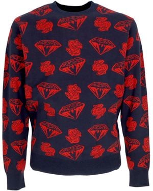 BBCICECREAM Pantalon Pour Hommes Diamants &Amp; Dollars Jumper Tricote Marine/Rouge